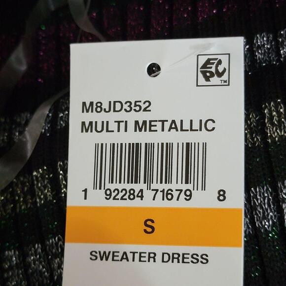 Planet Gold Derek Heart Juniors' Metallic-Stripe Sweater Dress - Picture 3 of 3